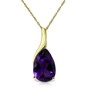 14K. S0LID GOLD NECKLACE WITH NATURAL AMETHYSTS